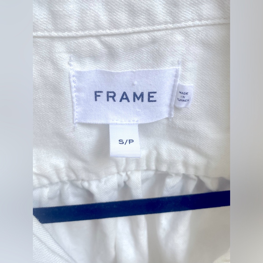 FRAME | White Denim Shirt Dress | Size Small - Picture 10 of 11